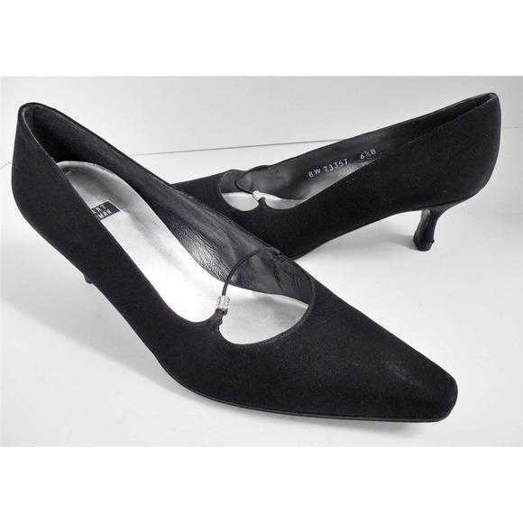 Stuart Weitzman Black Fabric Jeweled Evening Pump 6.5 B $350rt‎ - Picture 1 of 6